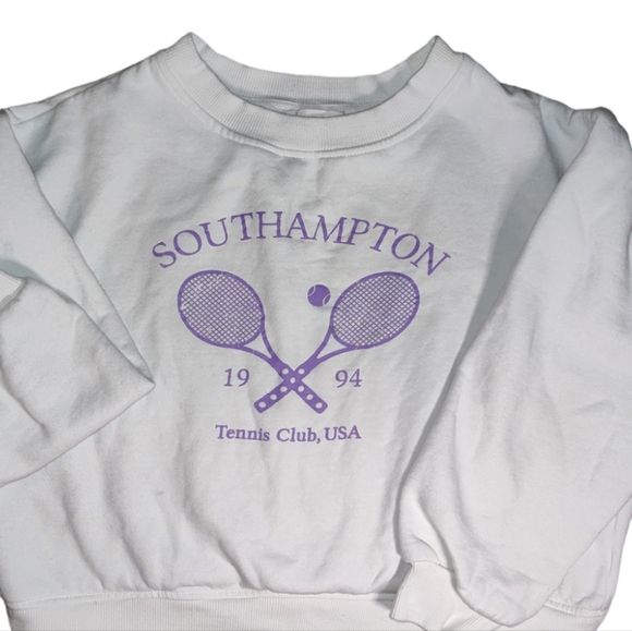 gbGIRLS White and Purple Graphic Tennis Sweatshirt Crew Neck Girls Size XL - Picture 1 of 4